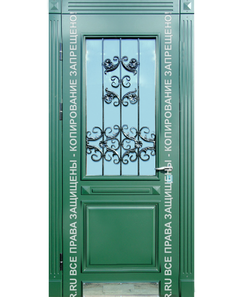 Дверь металлическая трехконтурная МДФ с ковкой/стеклом 3098 Дверь металлическая трехконтурная МДФ с ковкой/стеклом 3098